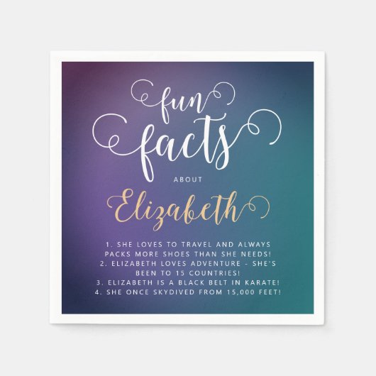 Stijlvolle Elegante Turquoise Gradient Fun Facts L Servet (Voorkant)