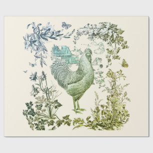 Stijlvolle Elegante Vintage Haan Salie Bloem Motie Cadeaupapier