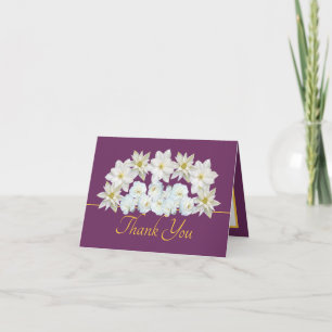 Stijlvolle Elegante Witte Clematis en Rozen Dank j Kaart