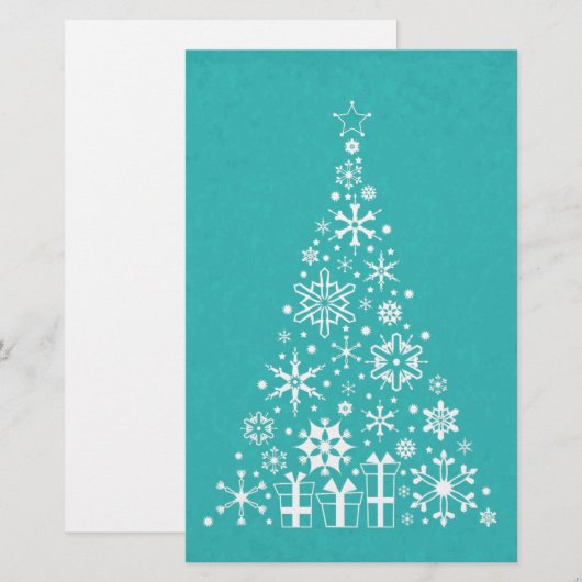 Stijlvolle elegante witte en blauwgroen kerstboom briefpapier (Voorkant / Achterkant)