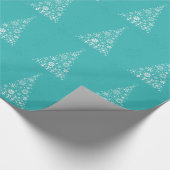 Stijlvolle elegante witte en blauwgroen kerstboom cadeaupapier (Hoek)