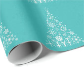 Stijlvolle elegante witte en blauwgroen kerstboom cadeaupapier (Rol Hoek)