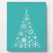 Stijlvolle elegante witte en blauwgroen kerstboom fotoplaat (Voorkant)