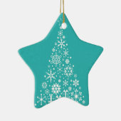 Stijlvolle elegante witte en blauwgroen kerstboom keramisch ornament (Rechts)