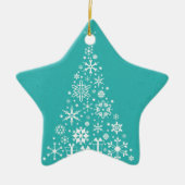 Stijlvolle elegante witte en blauwgroen kerstboom keramisch ornament (Voorkant)