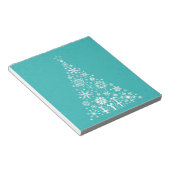 Stijlvolle elegante witte en blauwgroen kerstboom notitieblok (Schuin)