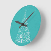 Stijlvolle elegante witte en blauwgroen kerstboom ronde klok (Hoek)