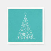 Stijlvolle elegante witte en blauwgroen kerstboom servetten (Voorkant)