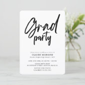 Stijlvolle Elegante Zwarte Script Afstudeerfeest Kaart (Staand voorkant)