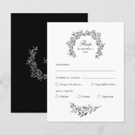 Stijlvolle Elegante Zwarte & Witte Keuze RSVP Kaar Kaartje