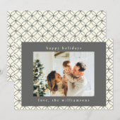 Stijlvolle Elegante Zwarte Witte Lijnkunst Aangepa Feestdagenkaart (Voorkant / Achterkant)