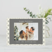 Stijlvolle Elegante Zwarte Witte Lijnkunst Aangepa Feestdagenkaart (Staand voorkant)