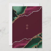 Stijlvolle Emerald Green & Bourgondische Agaat bru Kaart (Achterkant)