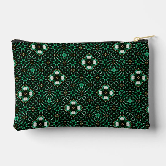Stijlvolle Emerald & Pearl Abstracte Dot Art Patte Etui (Achterkant)