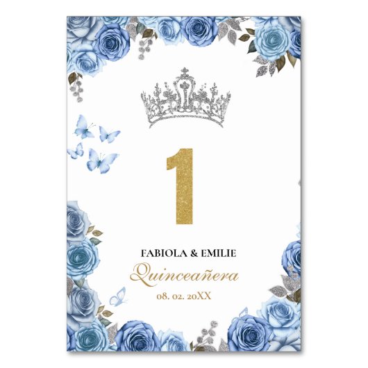 Stijlvolle en chique stoffige blauwe en gouden qui kaart (Achterkant)