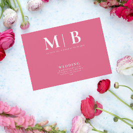 Stijlvolle en eenvoudige monogram Roze Geen Uitnod Kaart