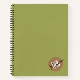 Stijlvolle en eenvoudige olijfkleur, monogrammen notitieboek