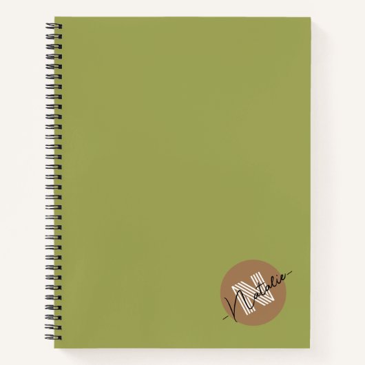 Stijlvolle en eenvoudige olijfkleur, monogrammen notitieboek (Voorkant)