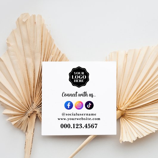 Stijlvolle en eenvoudige QR-code voor sociale medi Vierkante Visitekaartje