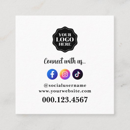 Stijlvolle en eenvoudige QR-code voor sociale medi Vierkante Visitekaartje (Voorkant)