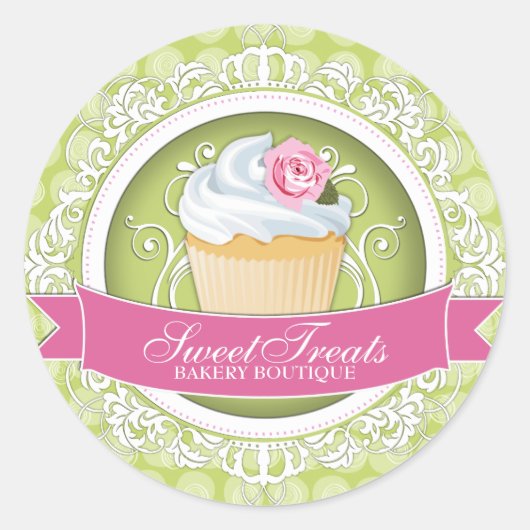 Stijlvolle en Elegante Cupcake Box Stickers (Voorkant)