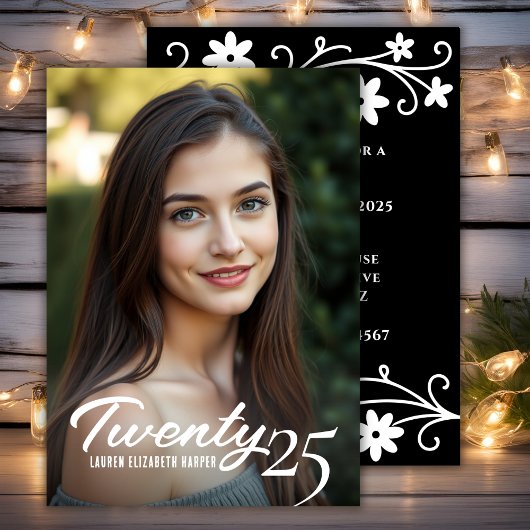 Stijlvolle en elegante foto en jaar Afstuderen Kaart