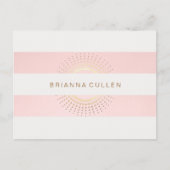 Stijlvolle en elegante striped roze en goudcirkels briefkaart (Voorkant)