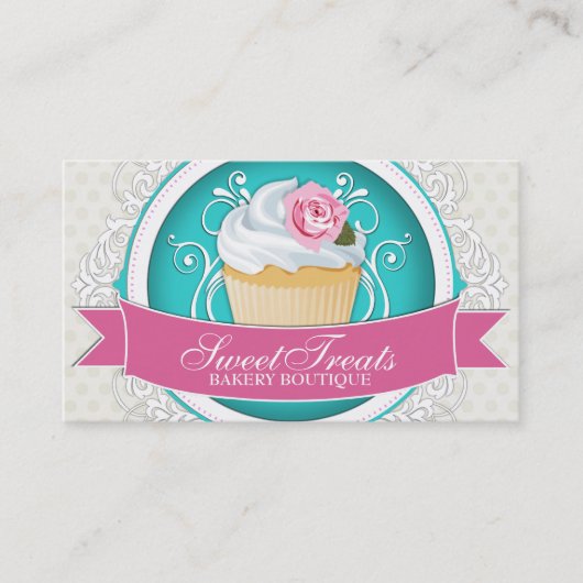 Stijlvolle en elegante Visitekaartjes van Cupcake (Voorkant)