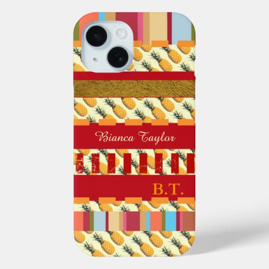 stijlvolle en gepersonaliseerde strepen met ananan Case-Mate iPhone case (Achterkant)