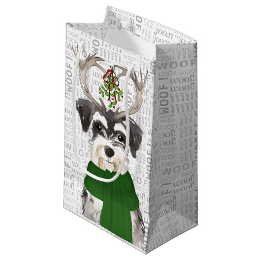 Stijlvolle en grappige miniatuur Schnauzer-kerstmi Klein Cadeauzakje (Voorkant Gekanteld)