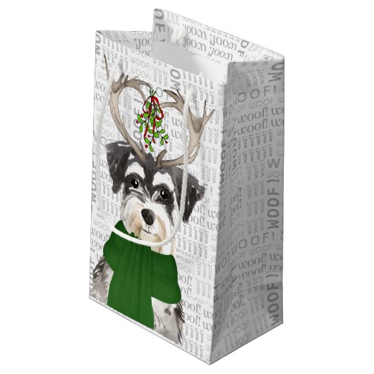 Stijlvolle en grappige miniatuur Schnauzer-kerstmi Klein Cadeauzakje (Achterkant Gekanteld)