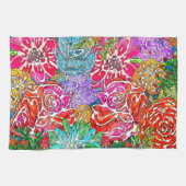 Stijlvolle en kleurrijke bloemen keukenhanddoek (Horizontaal)