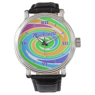 Stijlvolle en leuke heldere regenboogkleurige swir horloge