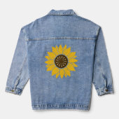 Stijlvolle en levendige zonnebloem denim jacket (Achterkant)