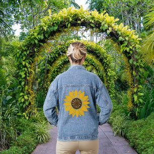 Stijlvolle en levendige zonnebloem denim jacket