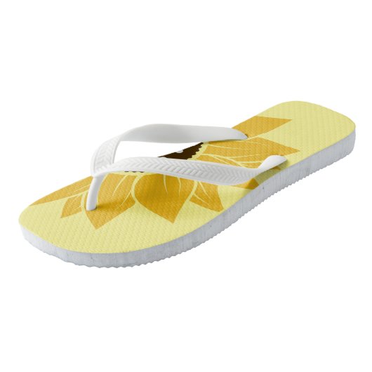 Stijlvolle en levendige zonnebloem Schattige geel Teenslippers (Schuin)