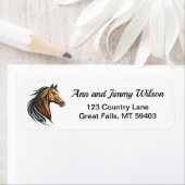 Stijlvolle en moderne bruine paardenkop etiket (Insitu)