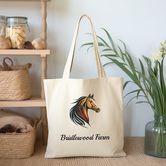 Stijlvolle en moderne bruine paardenkop tote bag