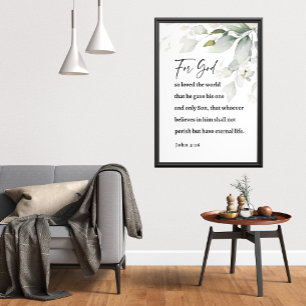 Stijlvolle en tijdloze John 3:16 Muur van de Schri Poster