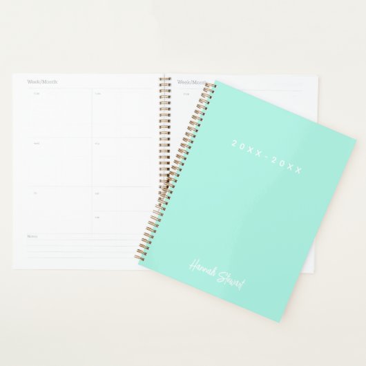 Stijlvolle en trendy Mint Green Minimalist Girly Planner (Display)
