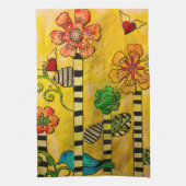 Stijlvolle en trendy vogel en bloemen keukenhanddo theedoek (Verticaal)