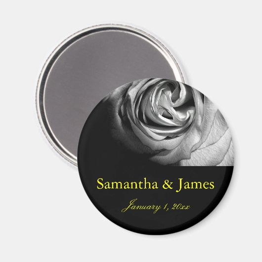 Stijlvolle en zwarte Roze en Witte Roze Magneet (Voorkant / Achterkant)