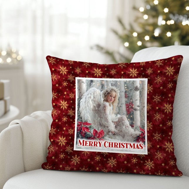 Stijlvolle Engel Rood Goud Aangepaste Naam Persoon Kussen (Stylish Angel Red Gold Custom Name Personalized Christmas Pillow

)