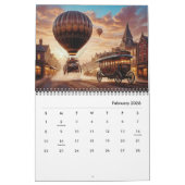 Stijlvolle esthetische retro Cool Cogs Gears Steam Kalender (Feb 2026)