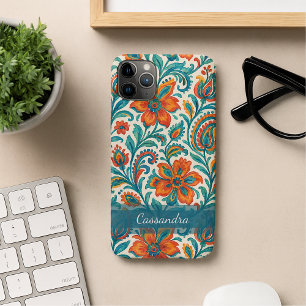 Stijlvolle Etnische Kleurrijke Paisley Bloem Kunst iPhone 16 Pro Max Hoesje