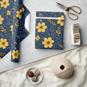 Stijlvolle etnische mediterrane bloemenkunstpatroo cadeaupapier