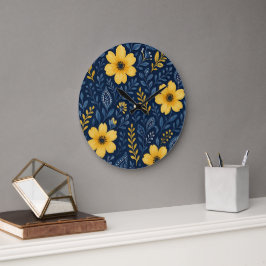 Stijlvolle etnische mediterrane bloemenkunstpatroo grote klok