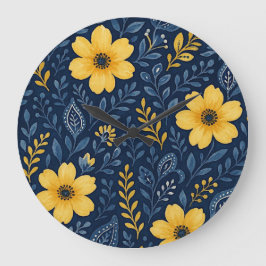 Stijlvolle etnische mediterrane bloemenkunstpatroo grote klok