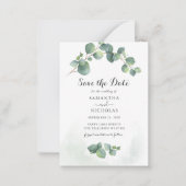 Stijlvolle eucalyptus Floral slaat de datum op Notitiekaartje (Voorkant)