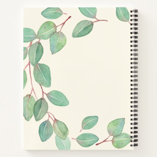Stijlvolle Eucalyptus Waterverf - Aangepaste dankb Notitieboek (Achterkant)